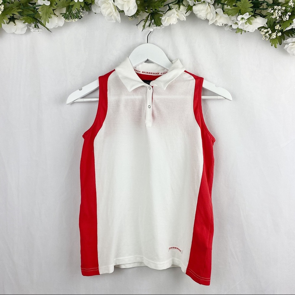 Burberry Women’s Golf Tank Top White and Red Small
